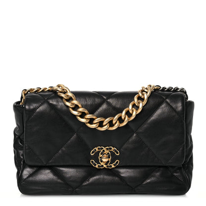 Chanel Goatskin Quilted Large Chanel 19 Flap Black 1 of 14