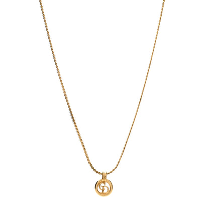 Christian Dior Metal CD Logo Round Pendant Necklace Gold 1 of 4