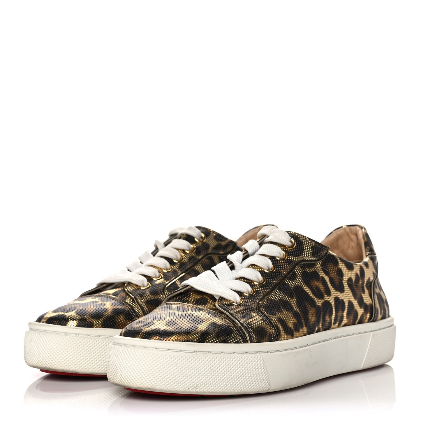Calfskin Coins Leopard Womens Vieirissima Flat Sneakers 37 Gold