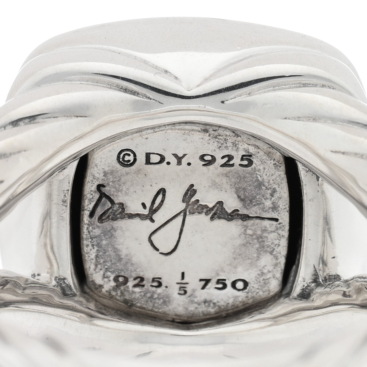 David Yurman Sterling Silver 18K Yellow Gold Diamond 11mm Albion Ring 54 7 4 of 4