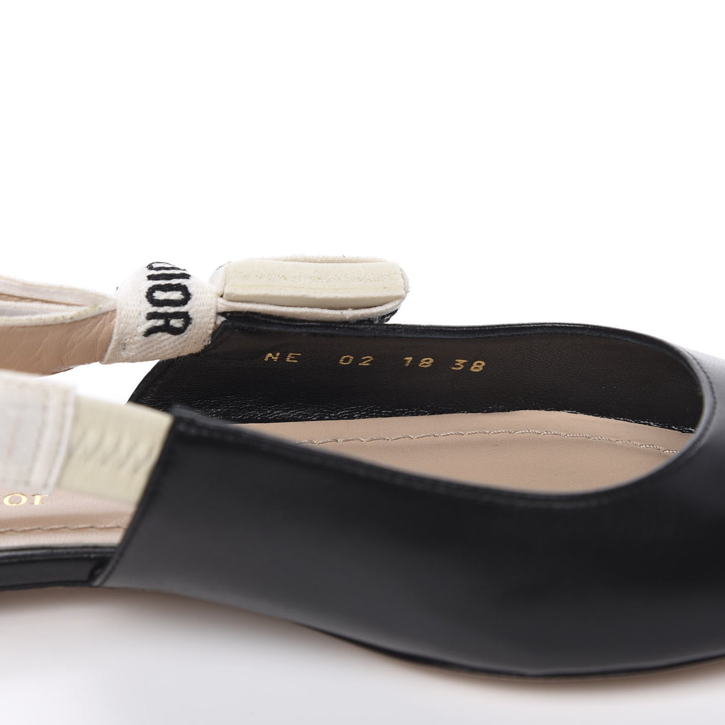 Lambskin Ribbon J'Adior Slingback Ballet Flats 38 Black