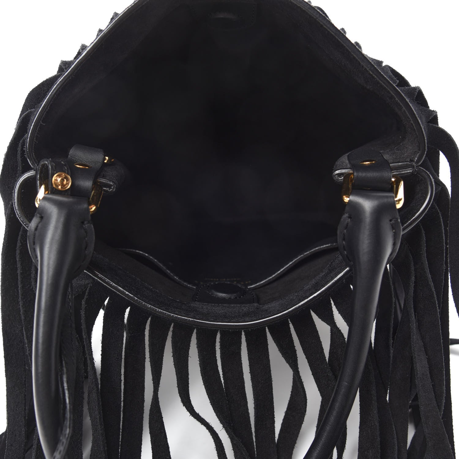 Burberry Prorsum Suede Calf Hair Animal Print Fringe Bucket Bag Dark Camel 6 of 10