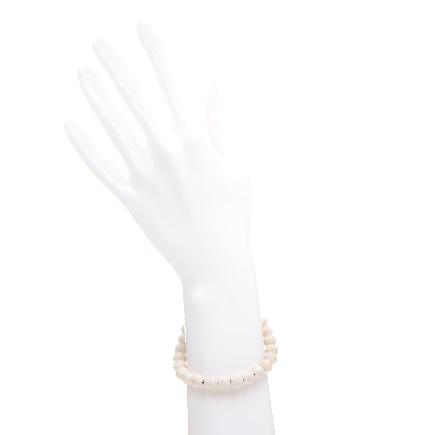 David Yurman Sterling Silver White Agate 8mm Spiritual Beads Bracelet 2 of 5