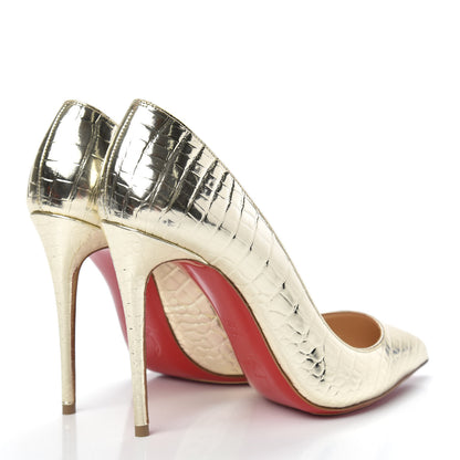 Christian Louboutin Metallo Cocco Pigalle Follies 100 Pumps 36.5 Platine 4 of 8
