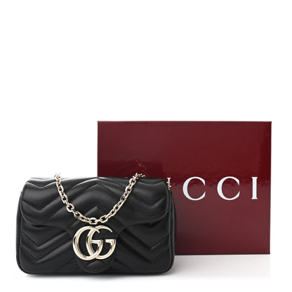 Gucci Lambskin Matelasse Mini GG Marmont Shoulder Bag Black 11 of 11