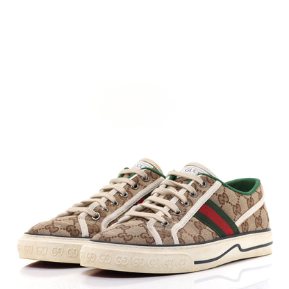 Gucci GG Monogram Web Womens 1977 Tennis Sneakers 39 Beige Ebony Mystic White 3 of 11