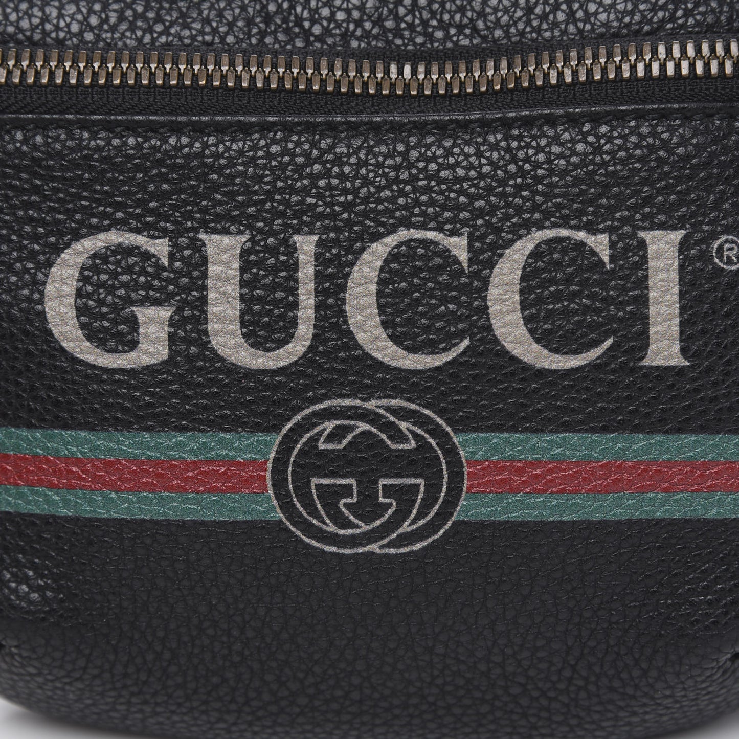 Grained Calfskin Small Logo Belt Bag Black