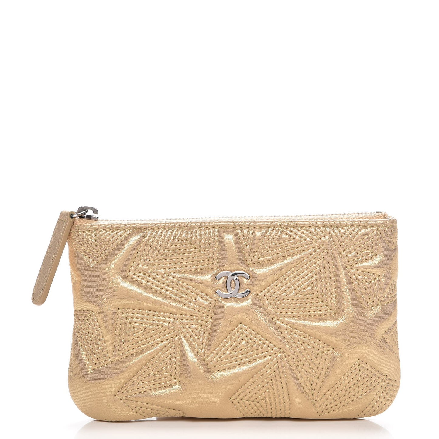Metallic Lambskin Star Embossed Coin Purse Case Gold
