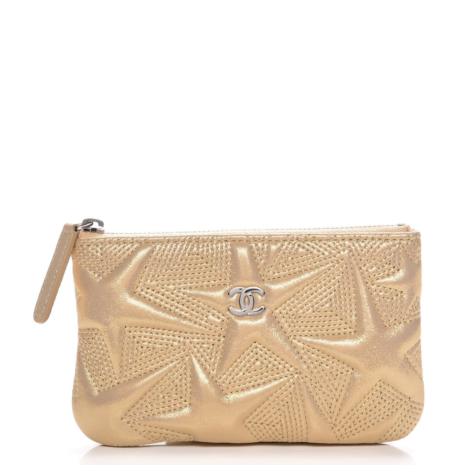 Chanel Metallic Lambskin Star Embossed Coin Purse Case Gold 1 of 8