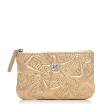 Chanel Metallic Lambskin Star Embossed Coin Purse Case Gold 1 of 8