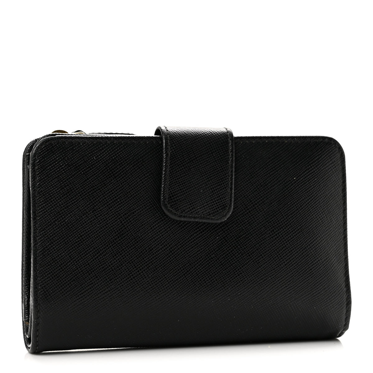 Prada Saffiano Metal Compact Zip Around Wallet Black 3 of 10