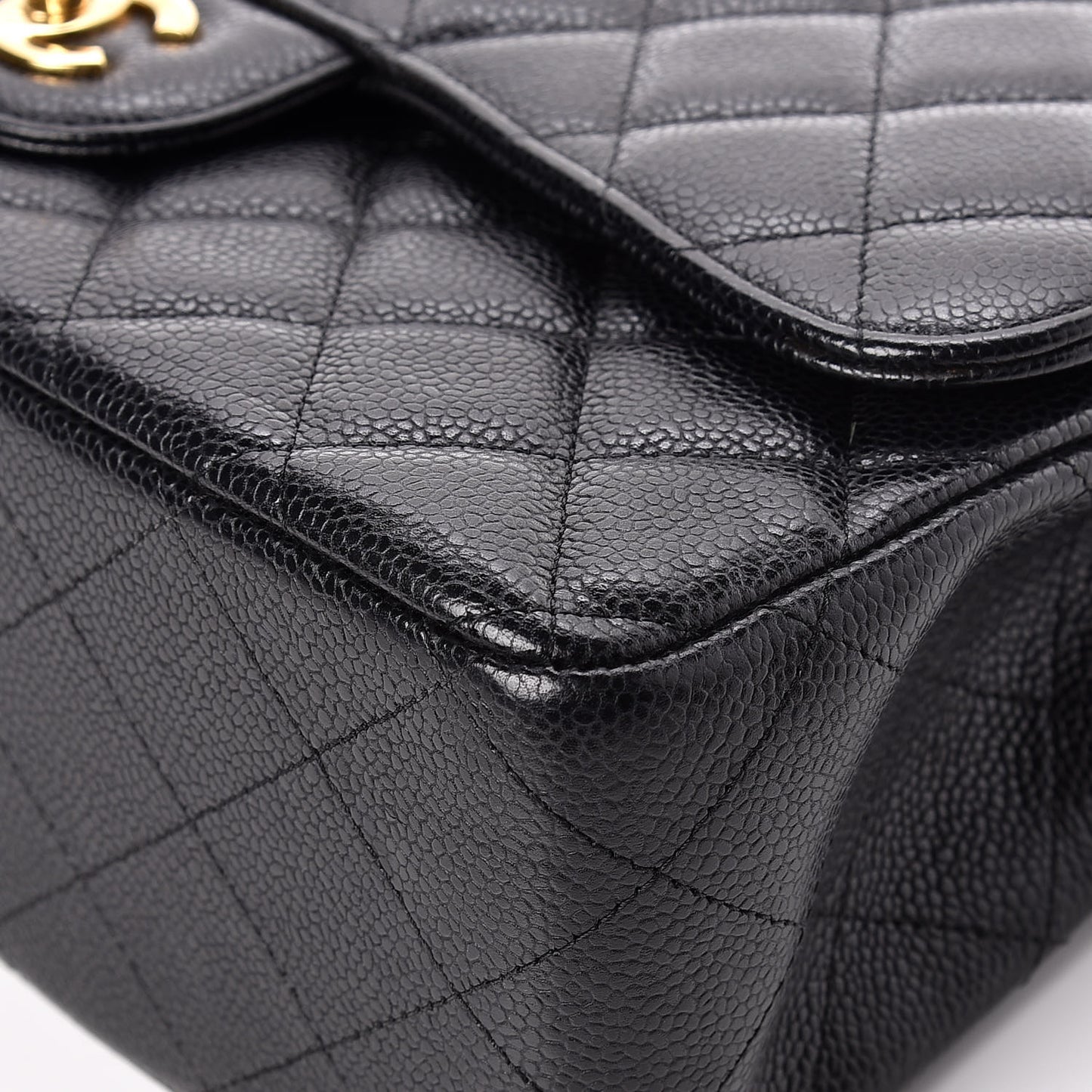 Caviar Quilted Jumbo Double Flap Black