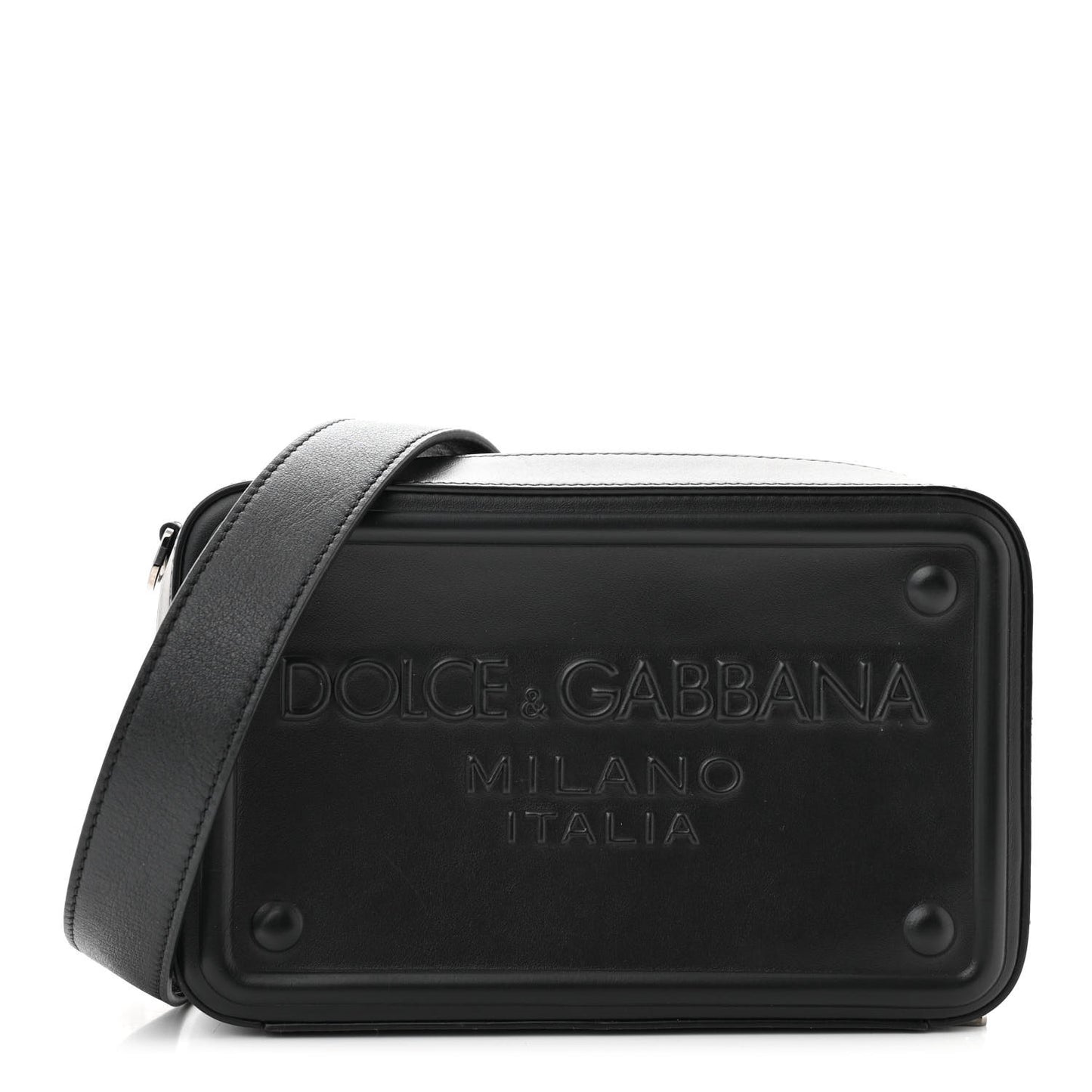 Calfskin Embossed DG Logo Crossbody Bag Black