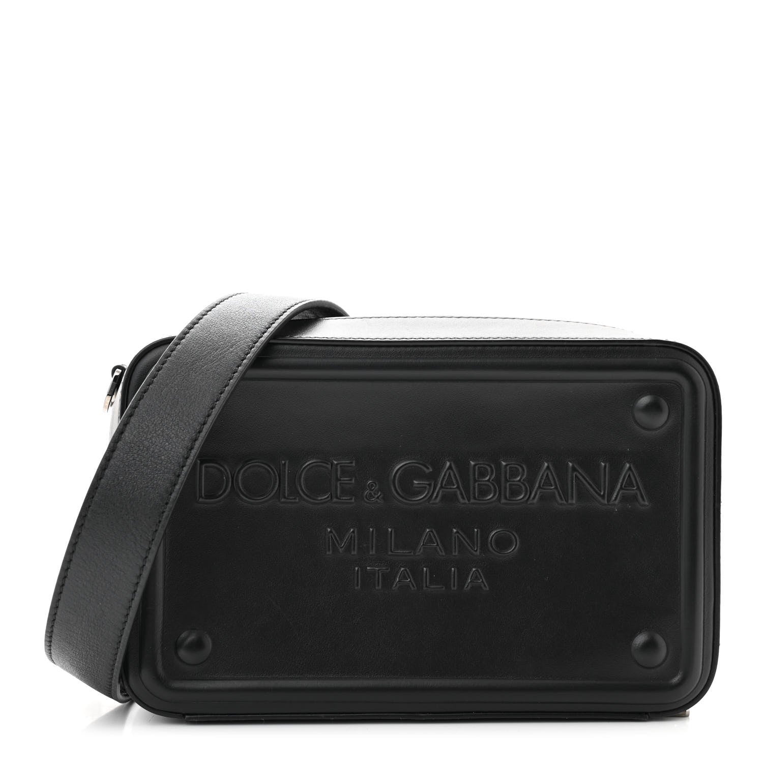 Dolce & Gabbana Calfskin Embossed DG Logo Crossbody Bag Black 1 of 12