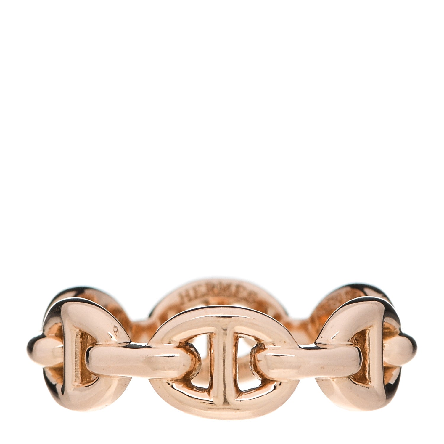 Hermes 18K Rose Gold PM Chaine D'Ancre Enchainee Ring 48 4.5 1 of 5