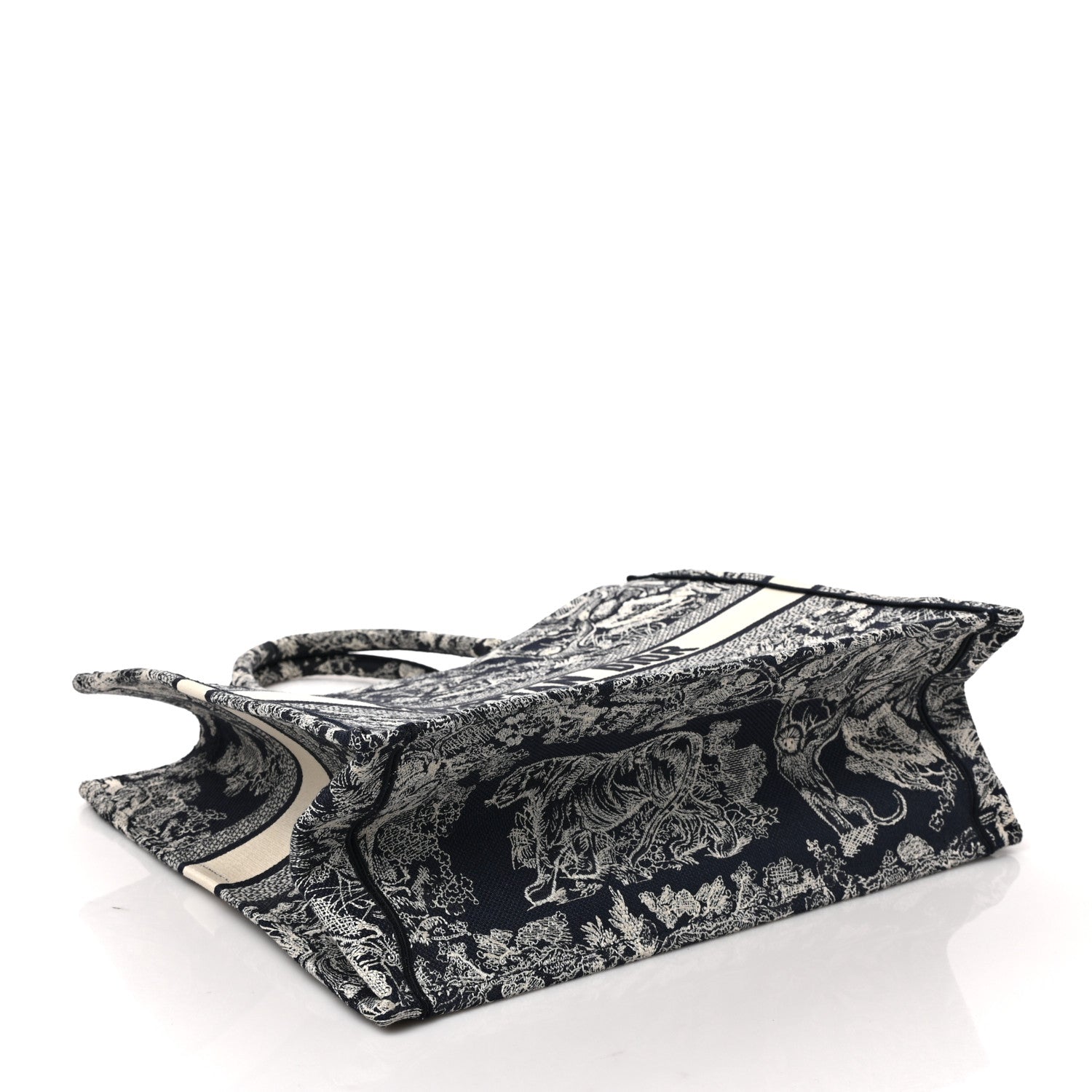 Christian Dior Canvas Embroidered Large Dioriviera Toile De Jouy Reverse Book Tote Blue 4 of 9
