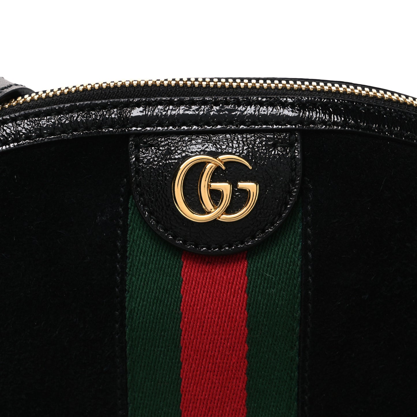 Suede Patent Web GG Small Ophidia Dome Shoulder Bag Black