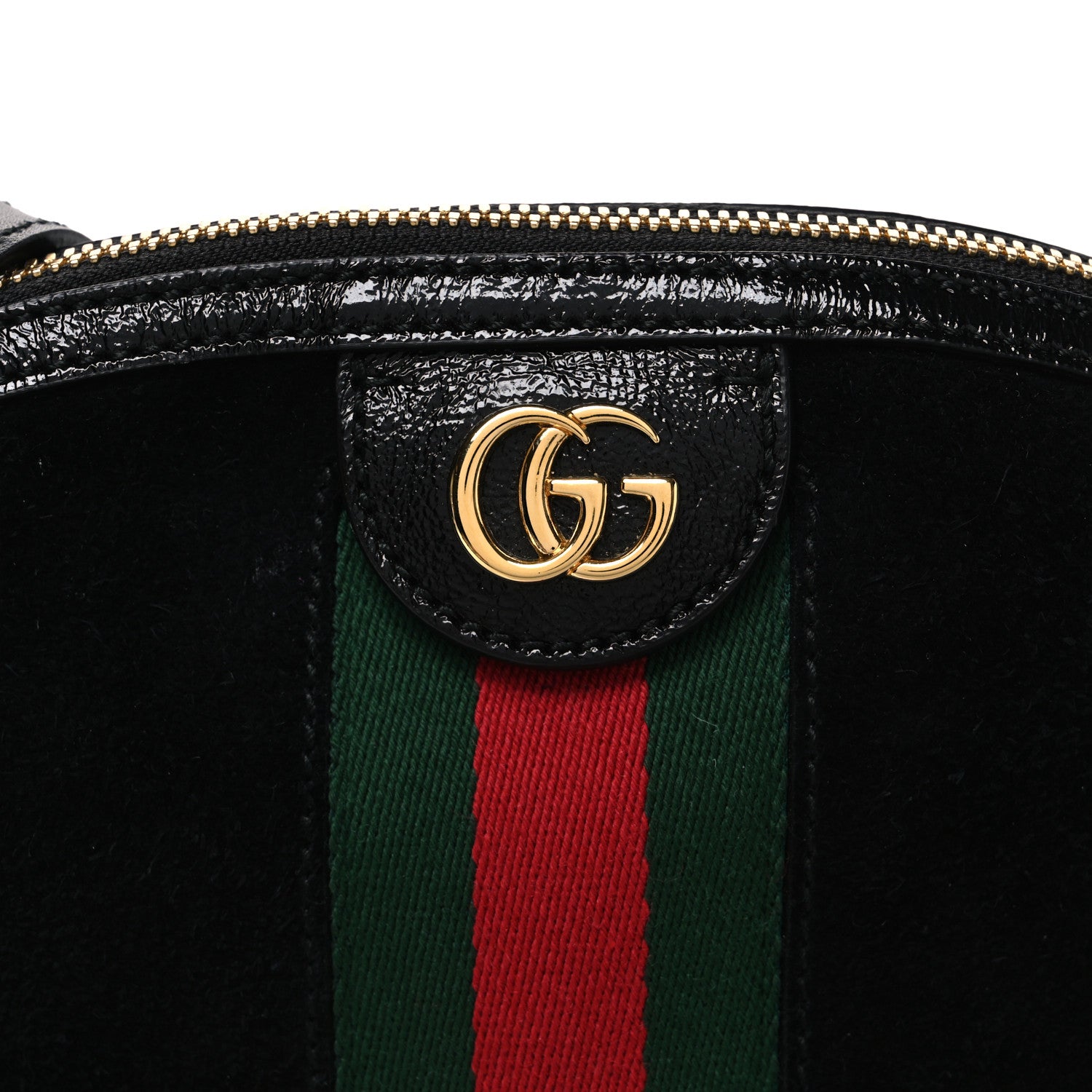 Gucci Suede Patent Web GG Small Ophidia Dome Shoulder Bag Black 8 of 10
