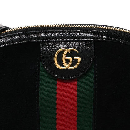 Gucci Suede Patent Web GG Small Ophidia Dome Shoulder Bag Black 8 of 10