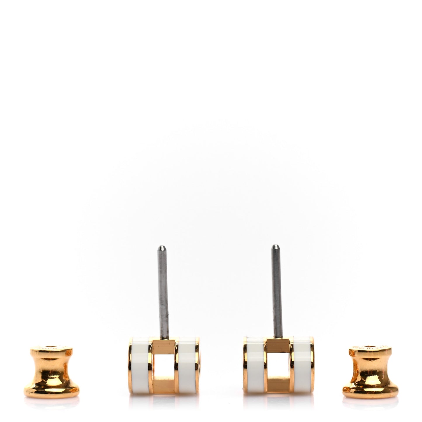 Rose Gold Lacquered Mini Pop H Earrings White