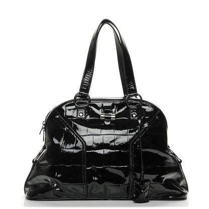 Saint Laurent Crocodile Embossed Patent Calfskin Large Muse Black 1 of 8
