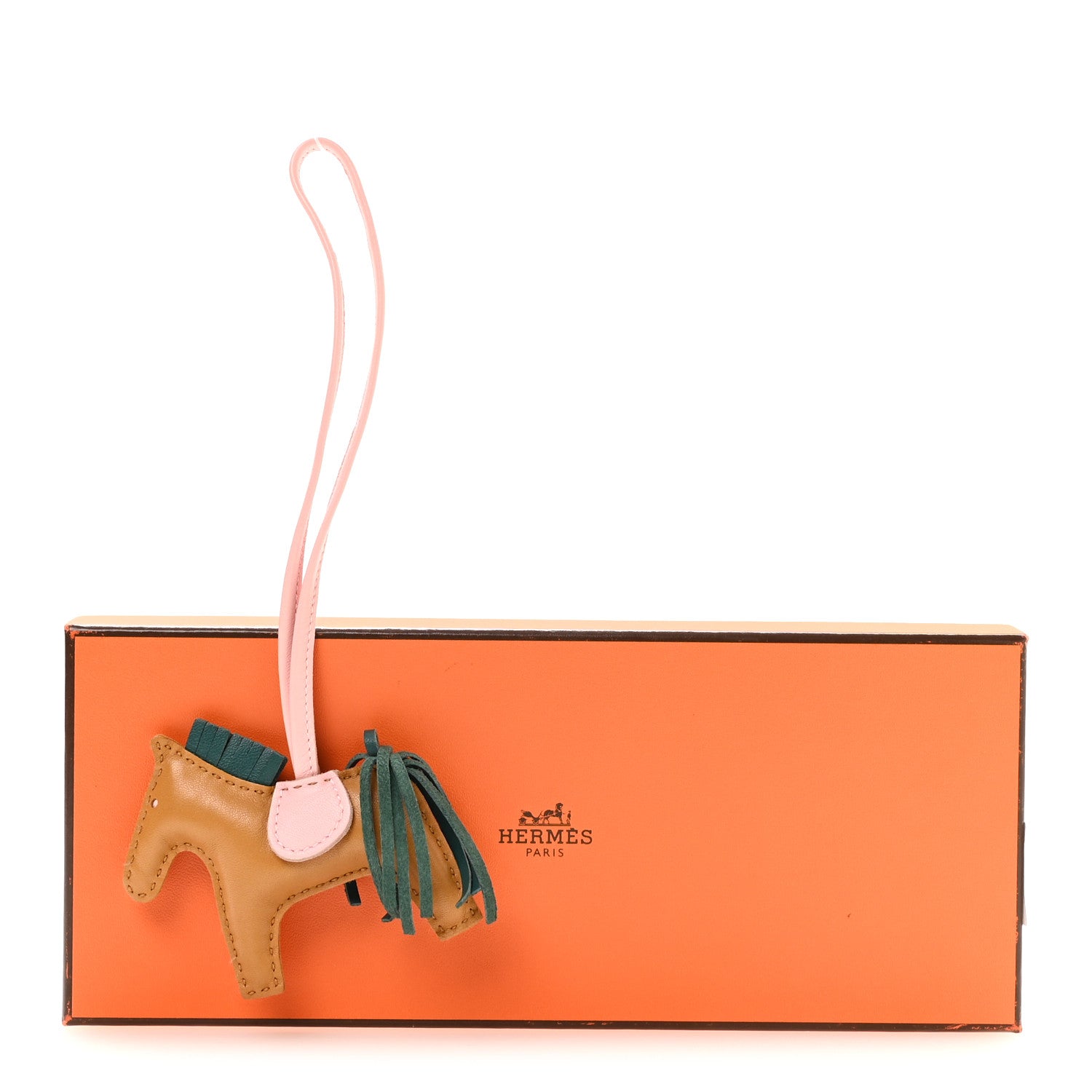Hermes Milo Lambskin Grigri Rodeo Horse Bag Charm PM Sesame Malachite Rose Sakura 4 of 4