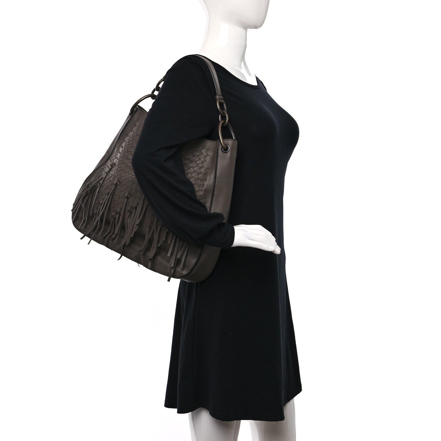 Bottega Veneta Nappa Intrecciato Fringe Large Brio Loop Hobo Brown 3 of 8