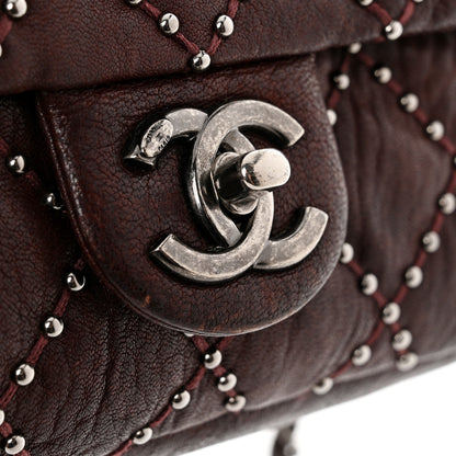 Chanel Washed Lambskin Studded Metal Beauty Flap Burgundy 14 of 14