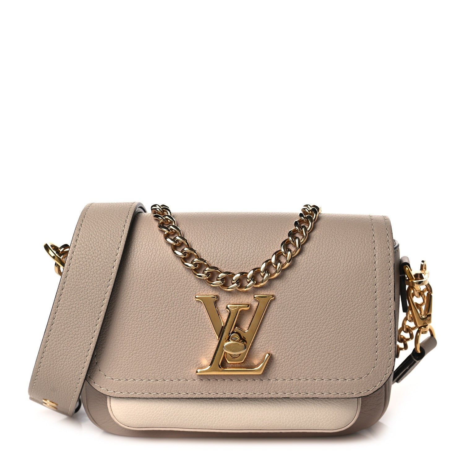Louis Vuitton Grained Calfskin Lockme Tender Greige 1 of 9