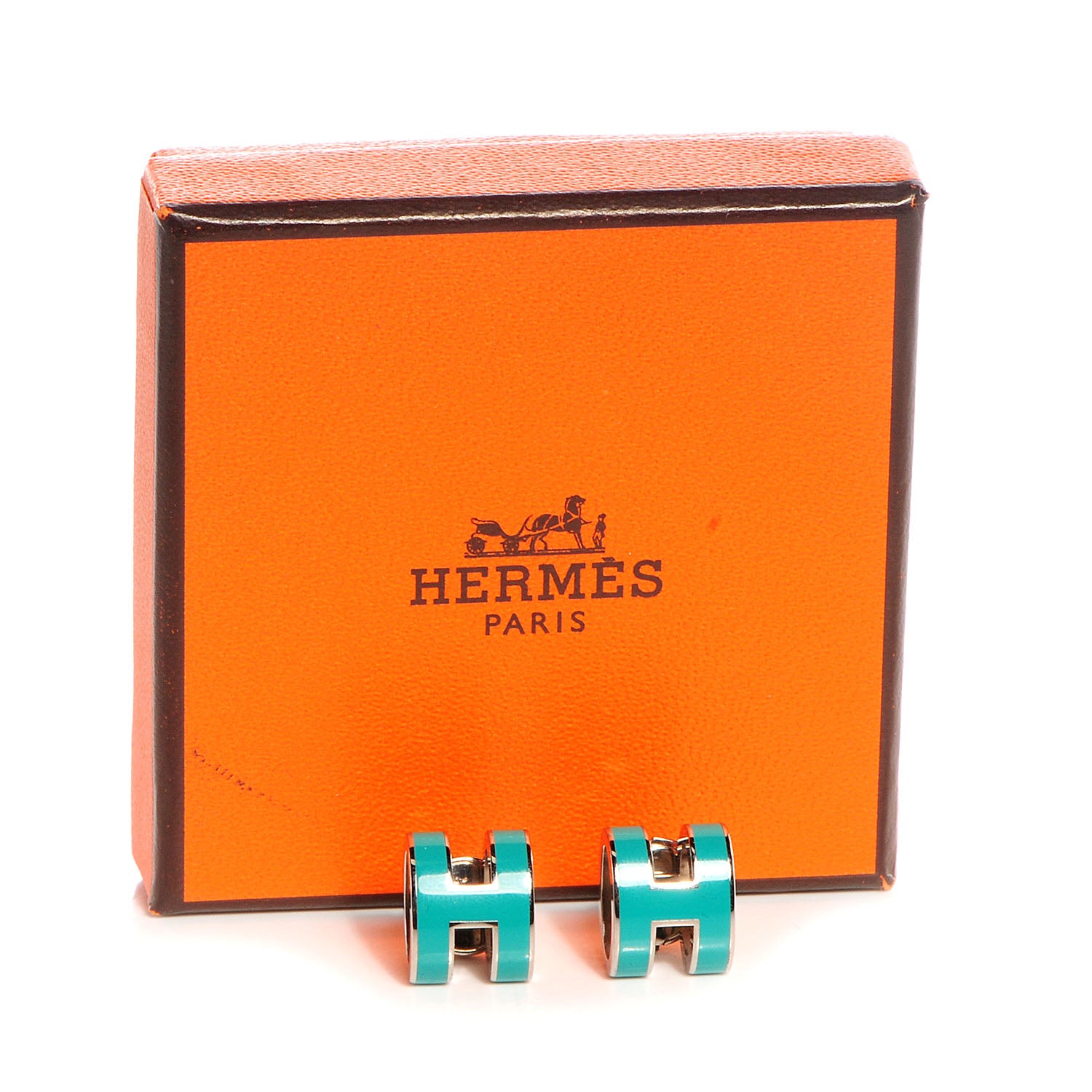 Hermes Palladium Lacquered Pop H Earrings Emerald 8 of 8