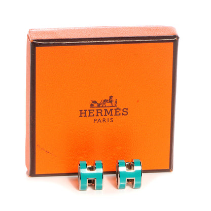 Hermes Palladium Lacquered Pop H Earrings Emerald 8 of 8