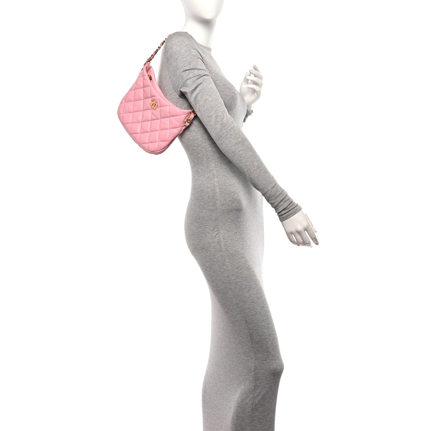 Lambskin Quilted CC Links Hobo Light Pink