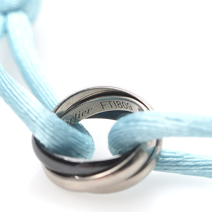 Cartier 18K White Gold Ceramic Trinity Cord Bracelet Sky Blue 4 of 6