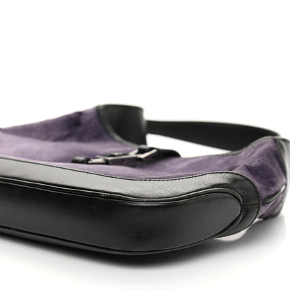Gucci Velvet Calfskin Jackie O Hobo Purple Black 10 of 17