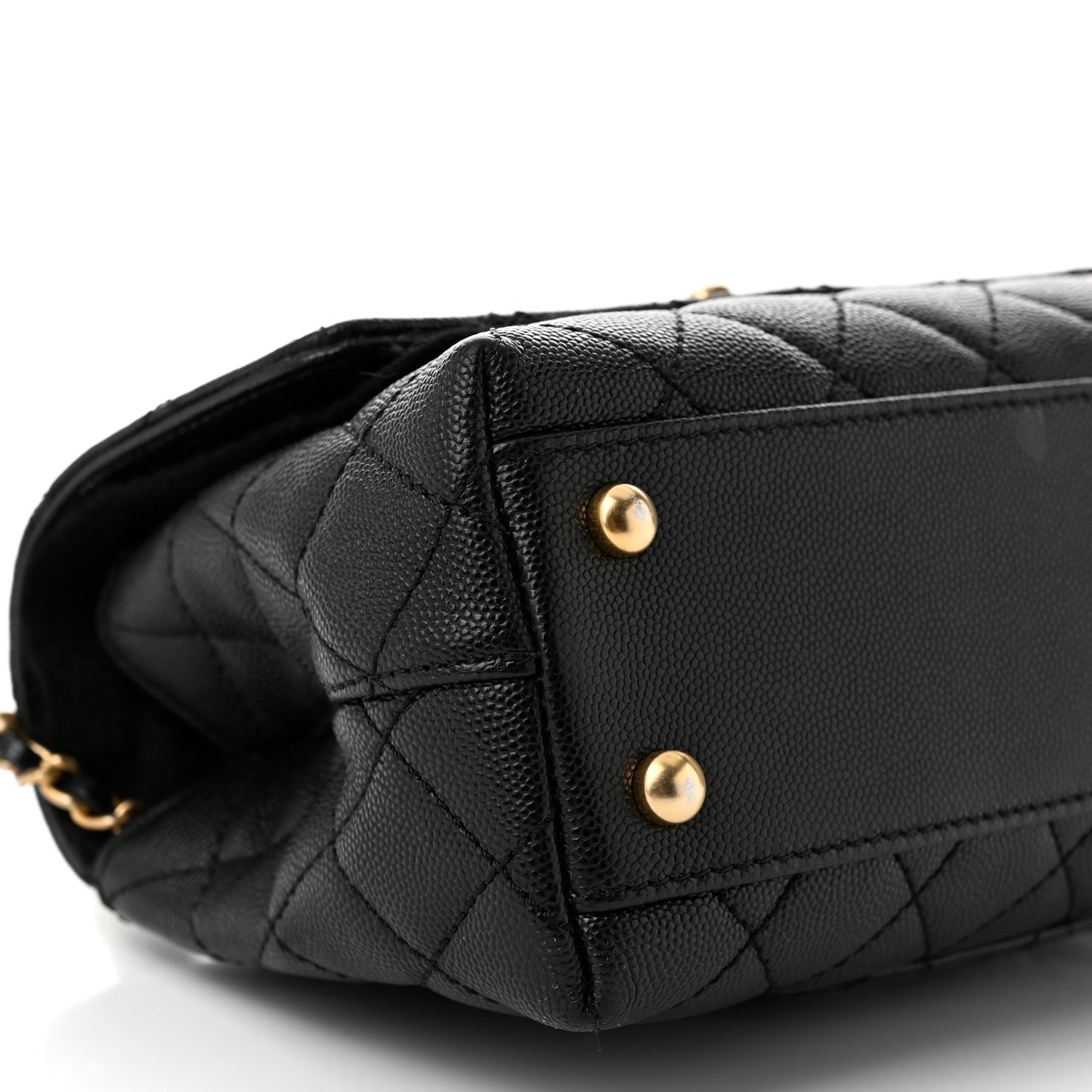Caviar Quilted Mini Coco Chain Handle Flap Black