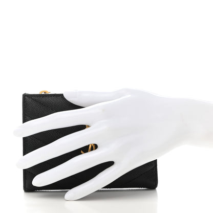Saint Laurent Grain De Poudre Matelasse Chevron Monogram Zipped Two-Part Wallet Black 2 of 6