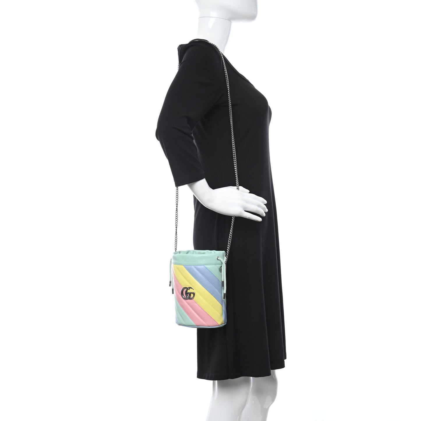 Calfskin Matelasse Diagonal Mini GG Marmont 2.0 Bucket Bag Pastel Multicolor