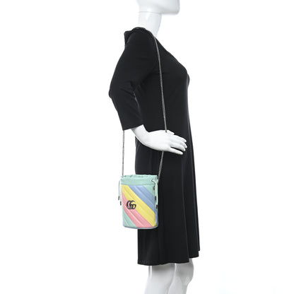 Gucci Calfskin Matelasse Diagonal Mini GG Marmont 2.0 Bucket Bag Pastel Multicolor 2 of 10
