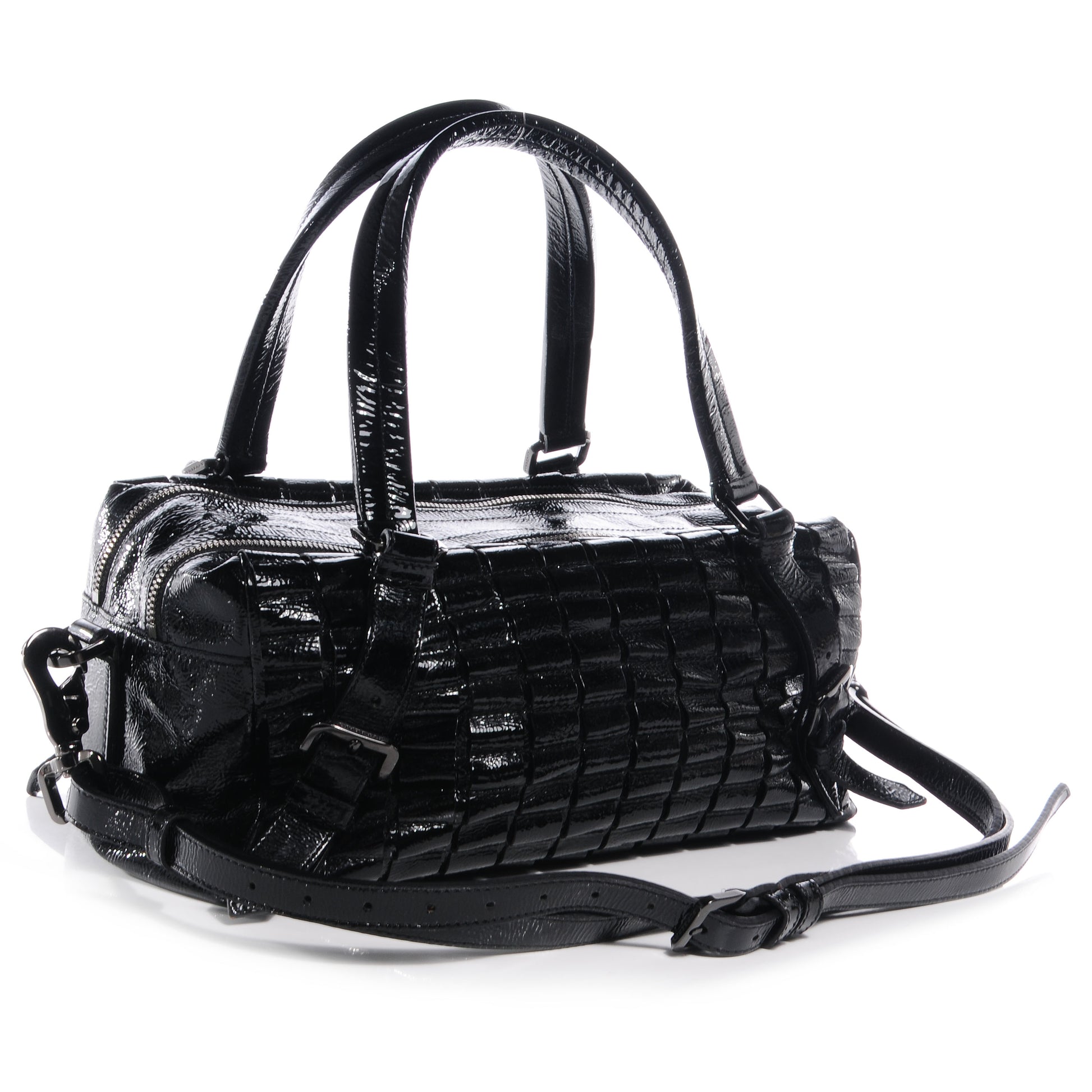 Burberry Patent Leather Cartridge Pleat Tote Black 3 of 8