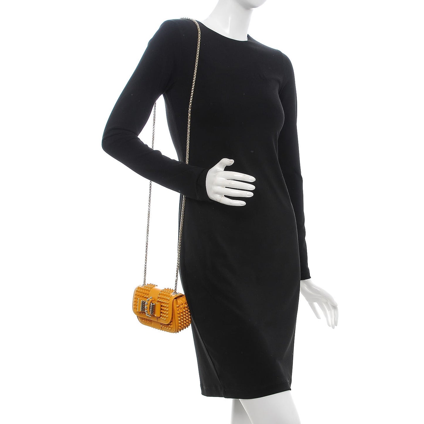 Calfskin Spiked Sweety Charity Crossbody Bag Yellow