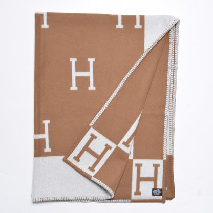 Hermes Wool Cashmere Avalon Blanket Ecru Camel 3 of 4