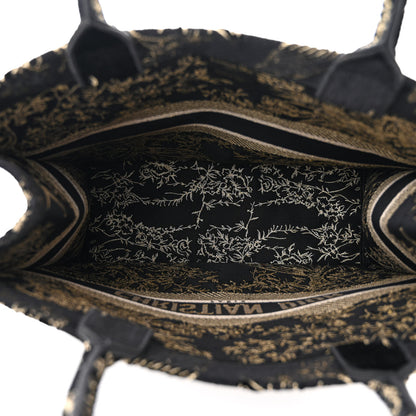 Christian Dior Velvet Jardin d'Hiver Embroidered Large Book Tote Black Gold 5 of 10