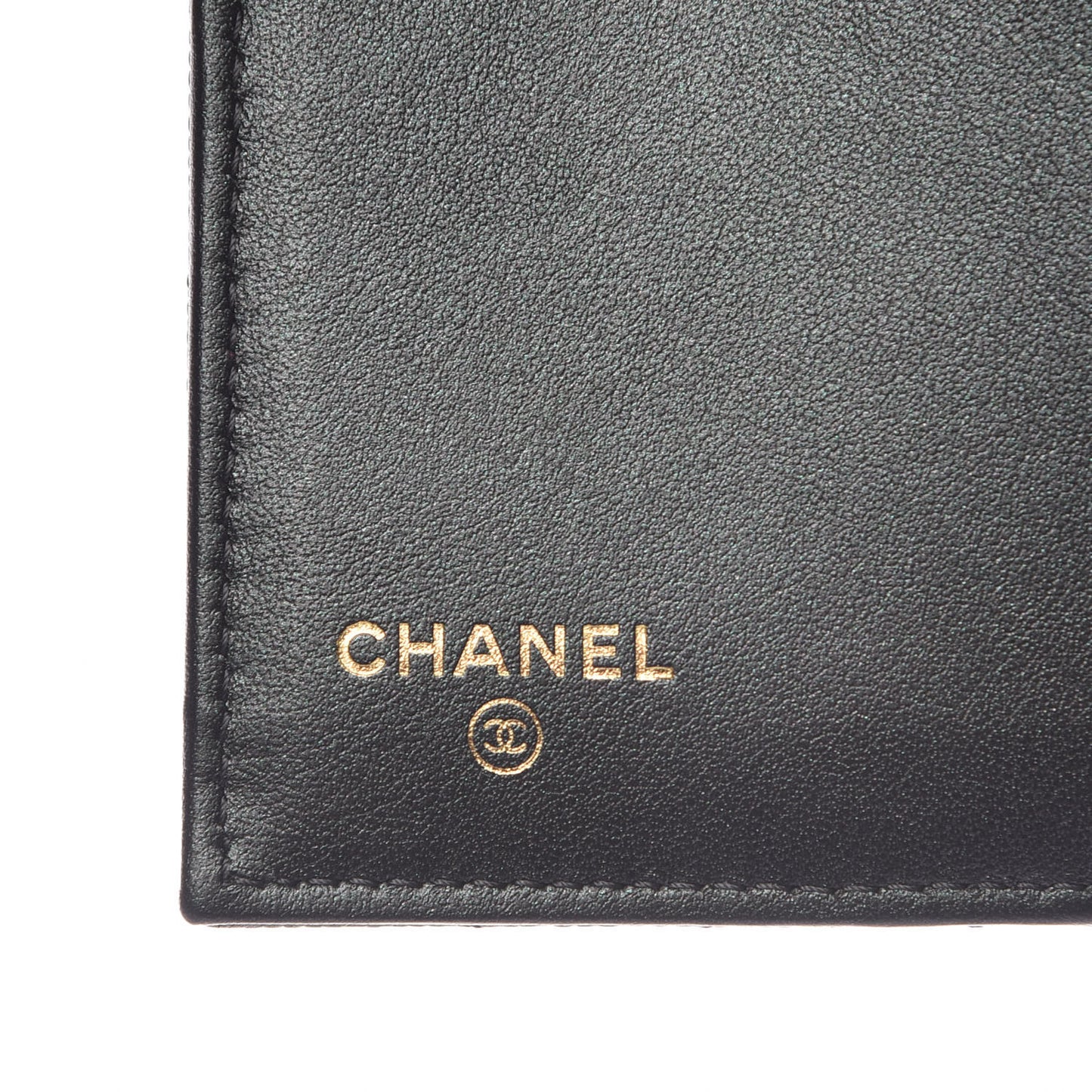 Iridescent Caviar Quilted Small Flap Wallet Black