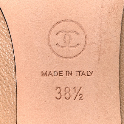 Chanel Grained Calfskin Cap Toe Pumps 38.5 Beige Black 7 of 9