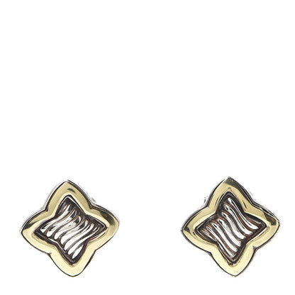 David Yurman Sterling Silver 14K Yellow Gold Quatrefoil Earrings 1 of 4