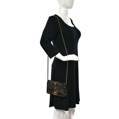 Chanel Calfskin Quilted Graffiti Pyramid Wallet On Chain WOC Black 2 of 8