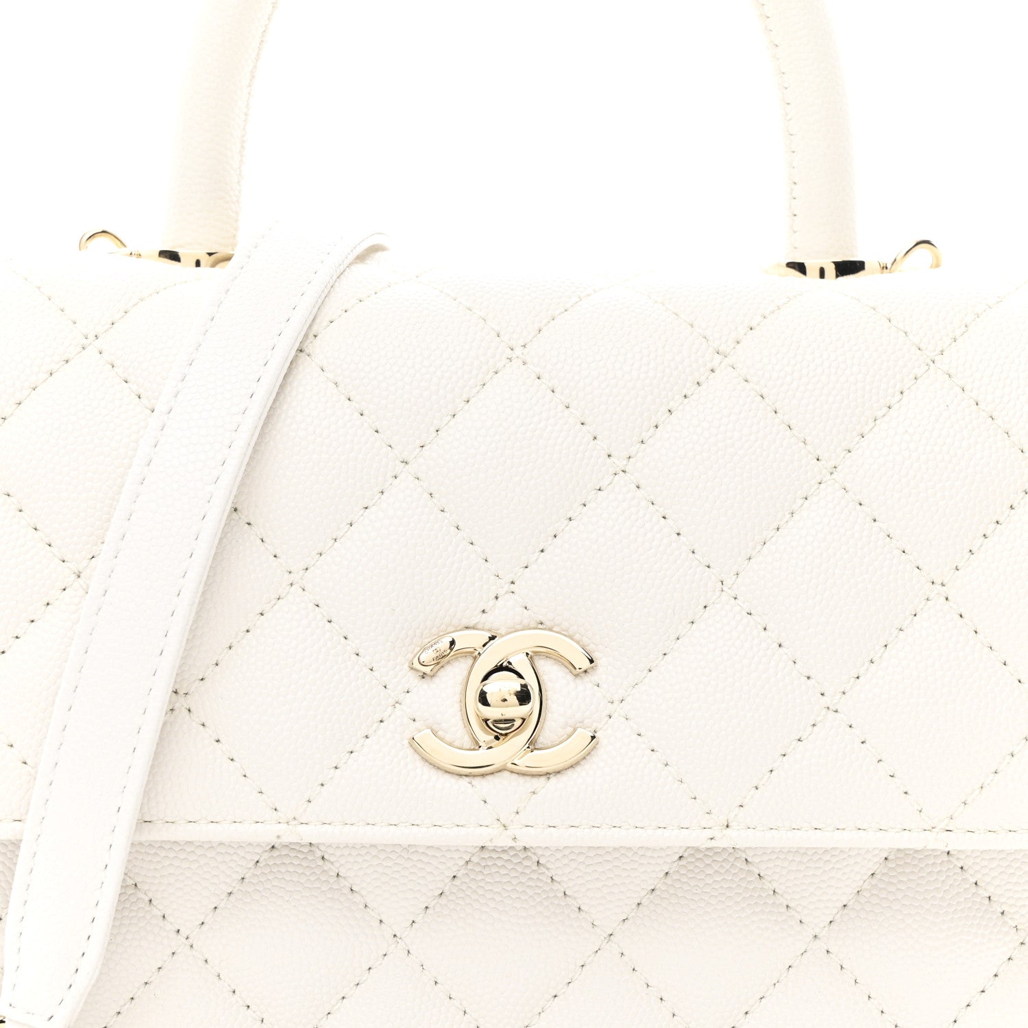 Chanel Caviar Quilted Mini Coco Handle Flap White 9 of 12