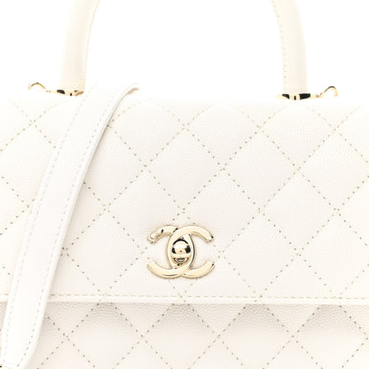 Chanel Caviar Quilted Mini Coco Handle Flap White 9 of 12