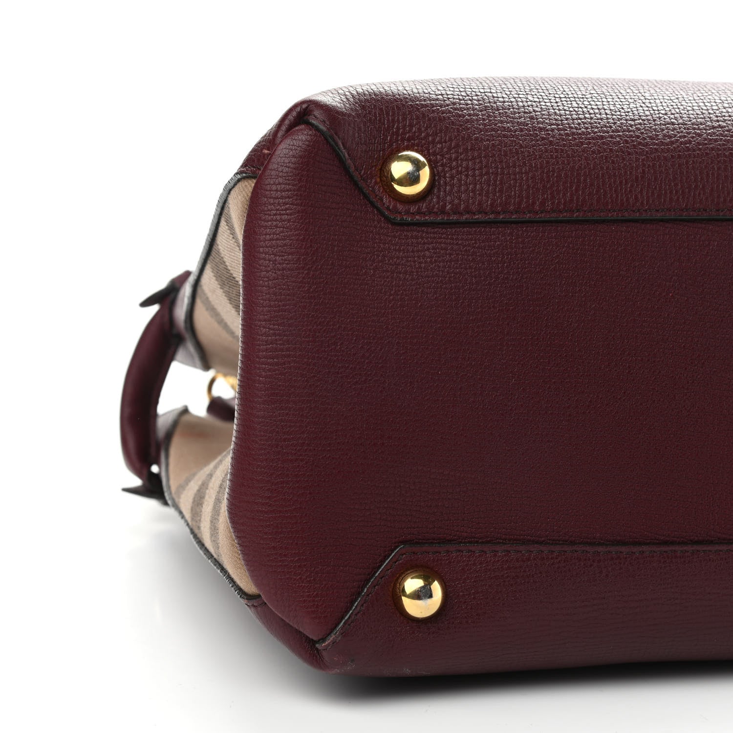 Burberry Grainy Calfskin House Check Medium Banner Tote Mahogany Red 8 of 10