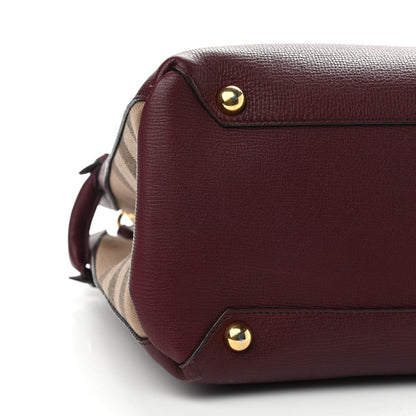 Burberry Grainy Calfskin House Check Medium Banner Tote Mahogany Red 8 of 10